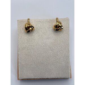 Monet Vintage Small Gold Tone Love Knot Clip On Stud Earrings Signed
